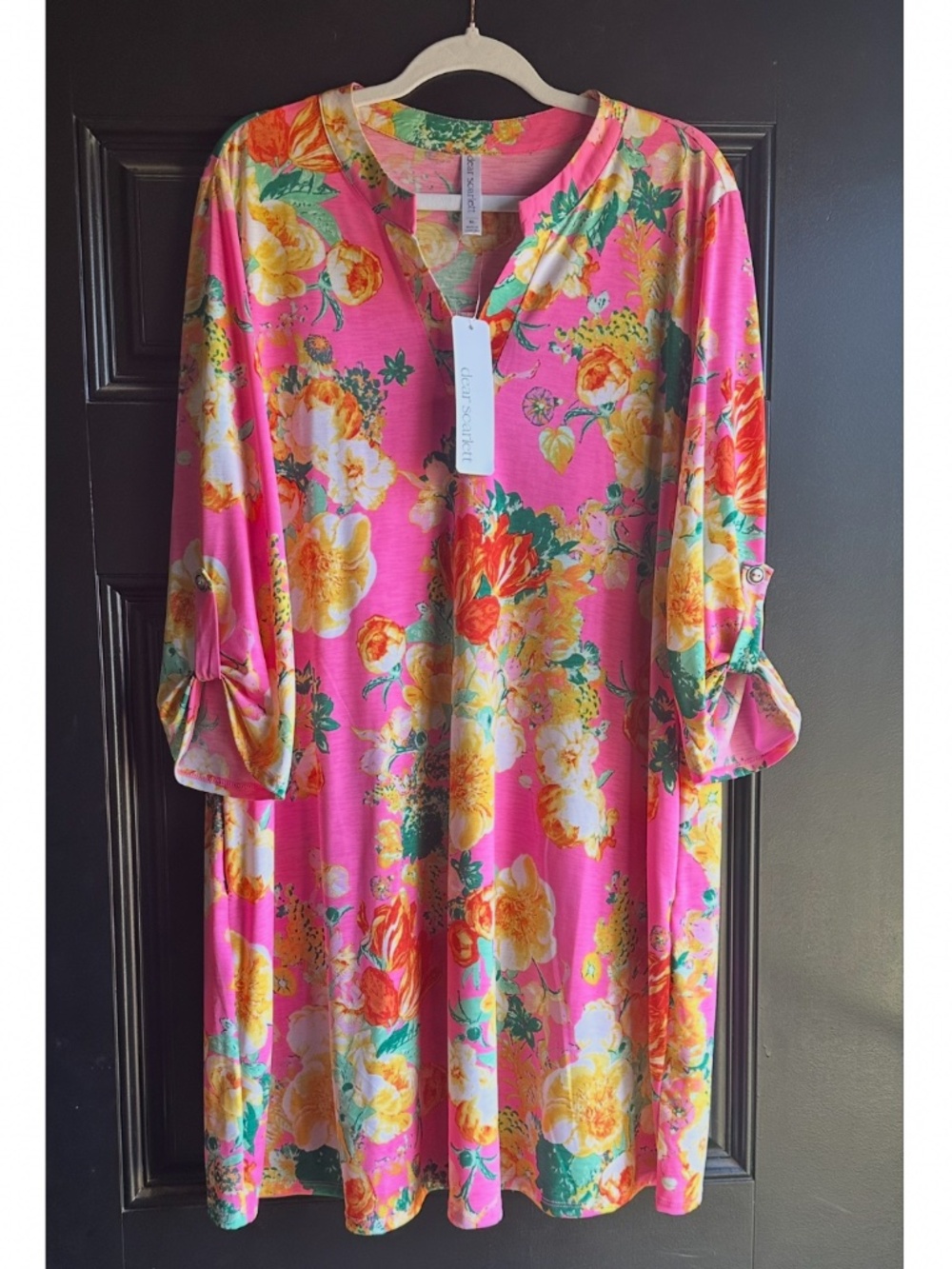 Dear Scarlett 3/4 Sleeve Wrinkle-Free Lizzy Dress - Size XL